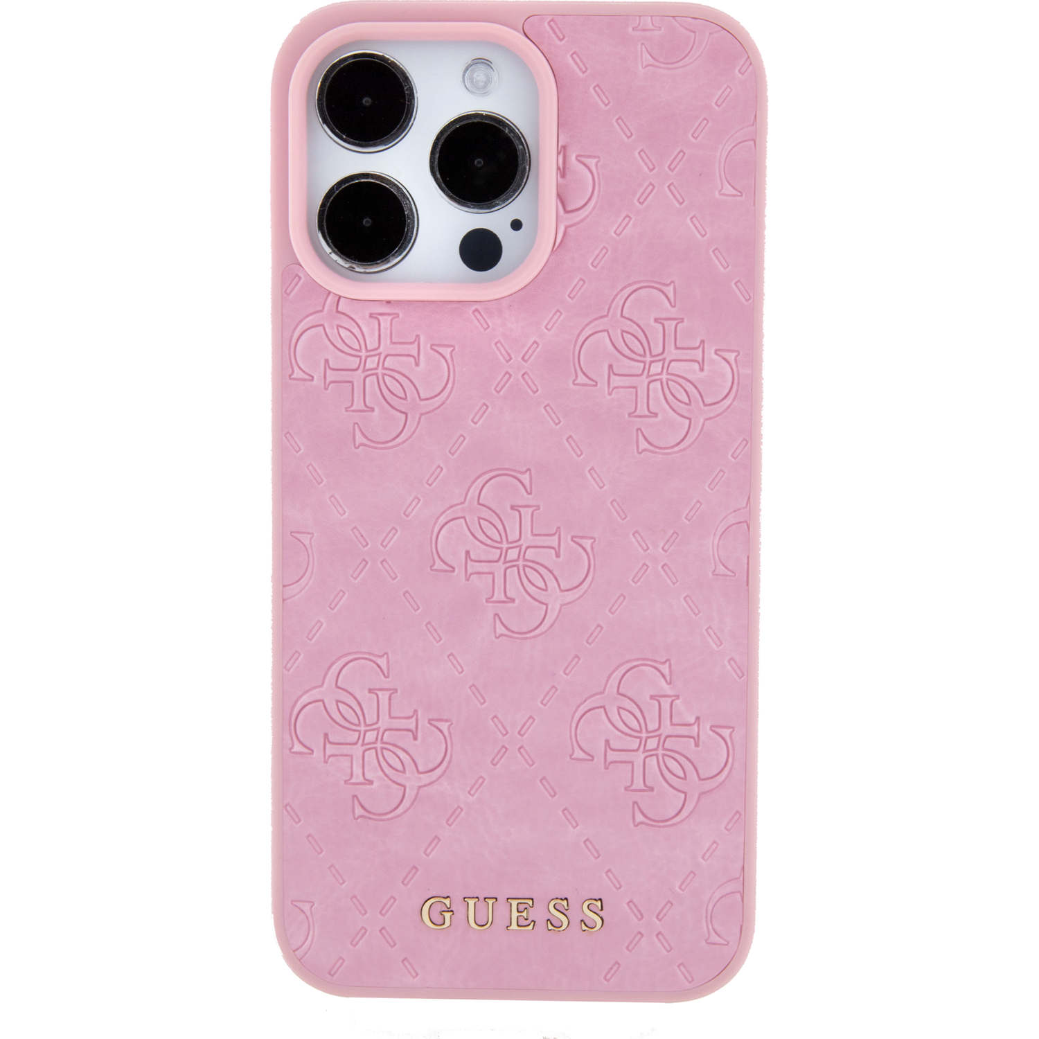 Schutzhülle Guess HardCase Leather 4G Stamped für Apple iPhone 15 Pro, Rosa