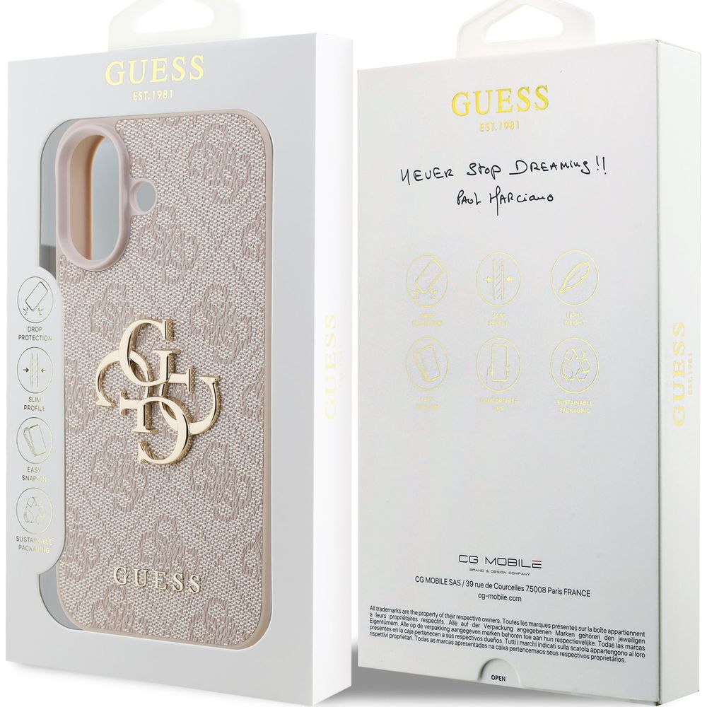 Handyhülle für iPhone 17, Guess Hardcase 4G Big Metal Logo, Rosa