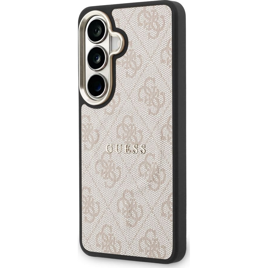 Handyhülle für Galaxy S26, Guess Hardcase Leather Logo MagSafe, Rosa mit Classic Logo Guess