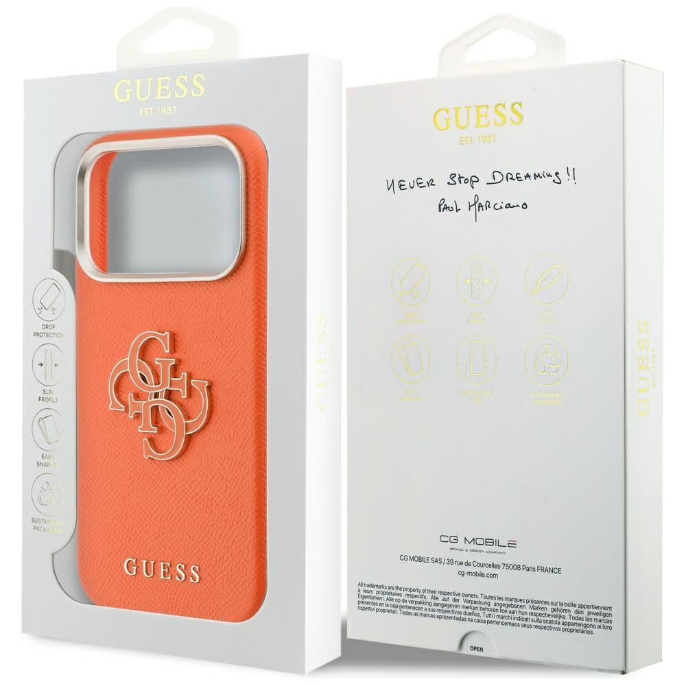 Handyhülle für iPhone 17 Pro Max, Guess FW Resin Logo, Orange
