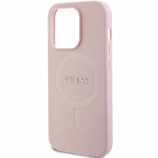 Schutzhülle Guess Saffiano Strap MagSafe für iPhone 13 Pro, Rosa