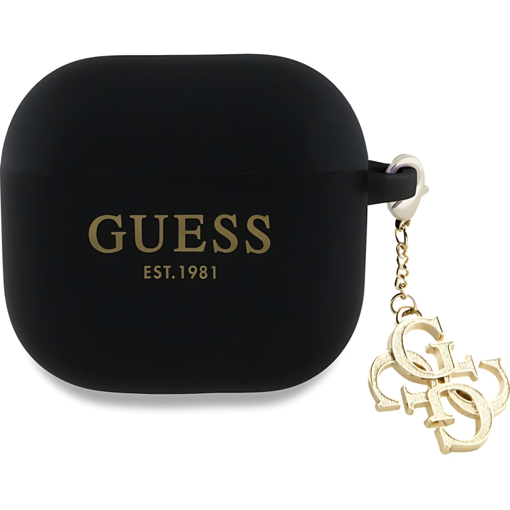 Schutzhülle Guess Silicone 4G Charm Case für AirPods 5 / 4, Schwarz