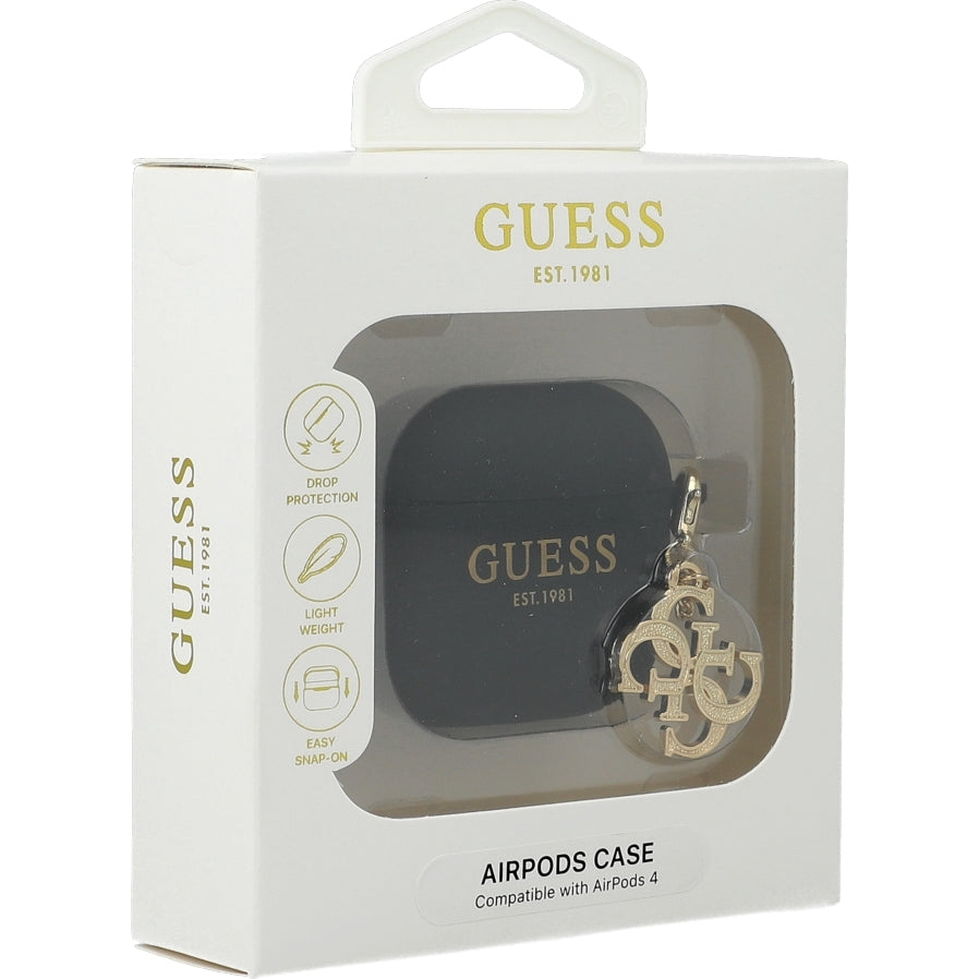 Schutzhülle Guess Silicone 4G Charm Case für AirPods 5 / 4, Schwarz