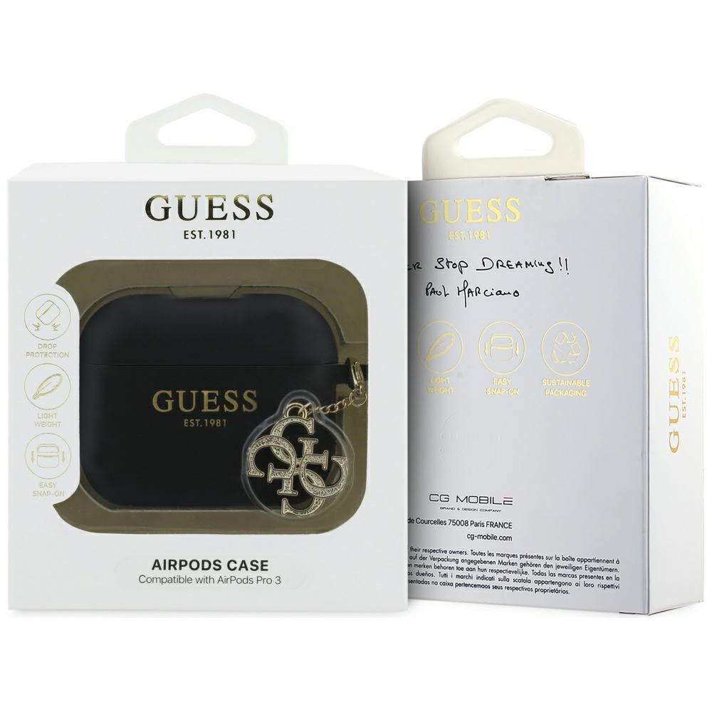Schutzhülle Guess Silicone 4G Charm Case für AirPods Pro 3, Schwarz