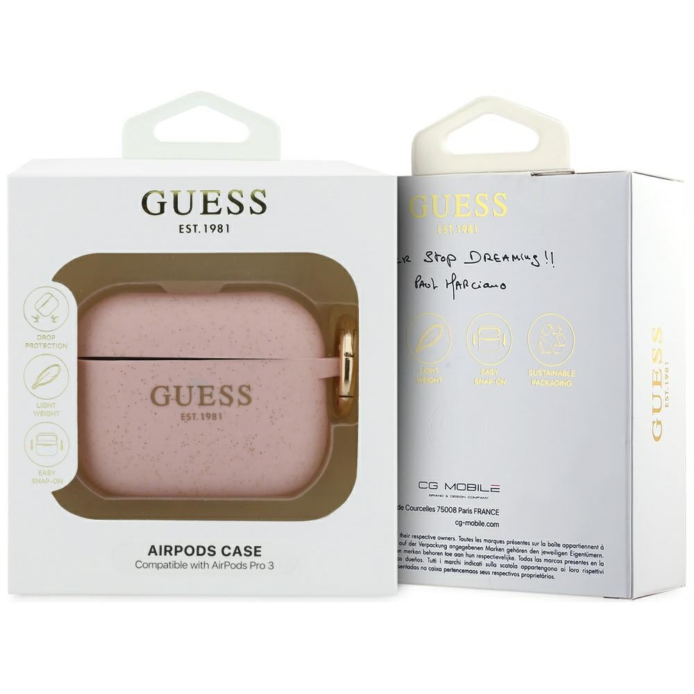Schutzhülle Guess Silicone Glitter Case für AirPods Pro 3, Rosa