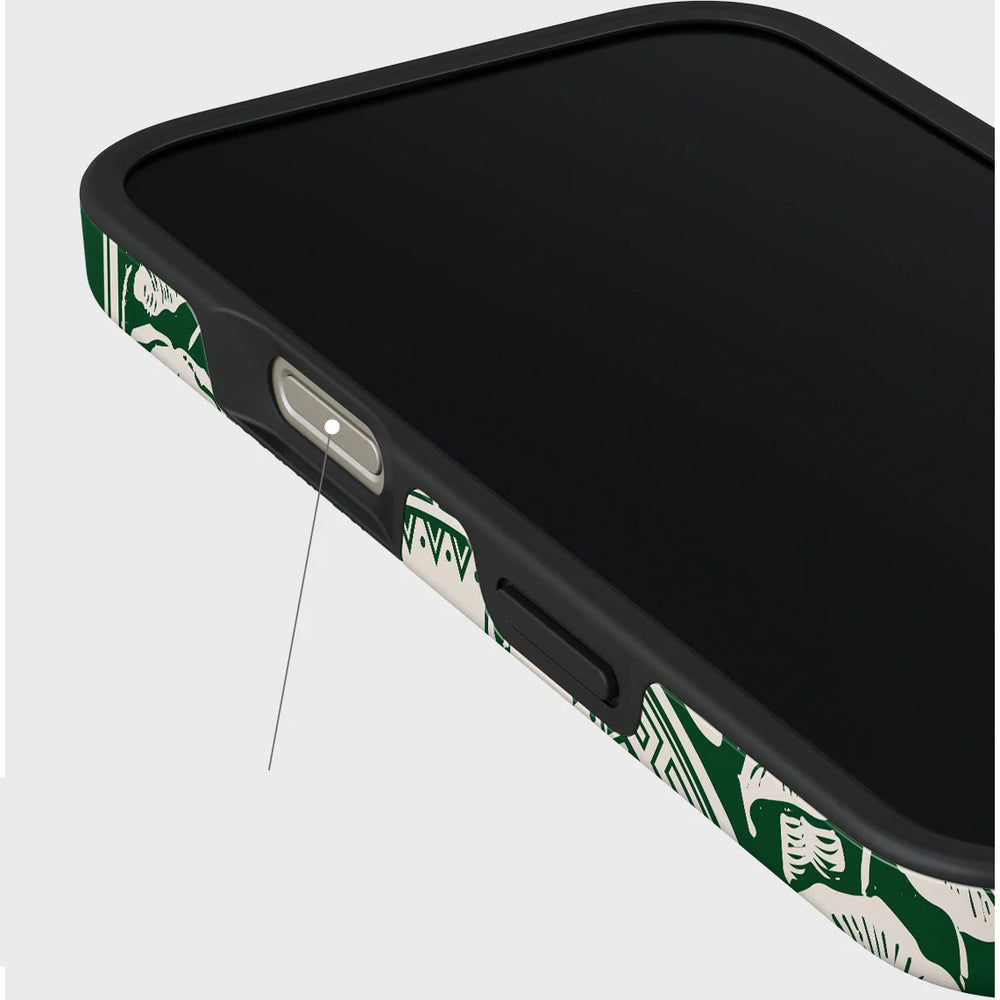 Handyhülle für iPhone 16 Pro, Burga Antique Tough Magnetic, Beige mit Grünen Mustern