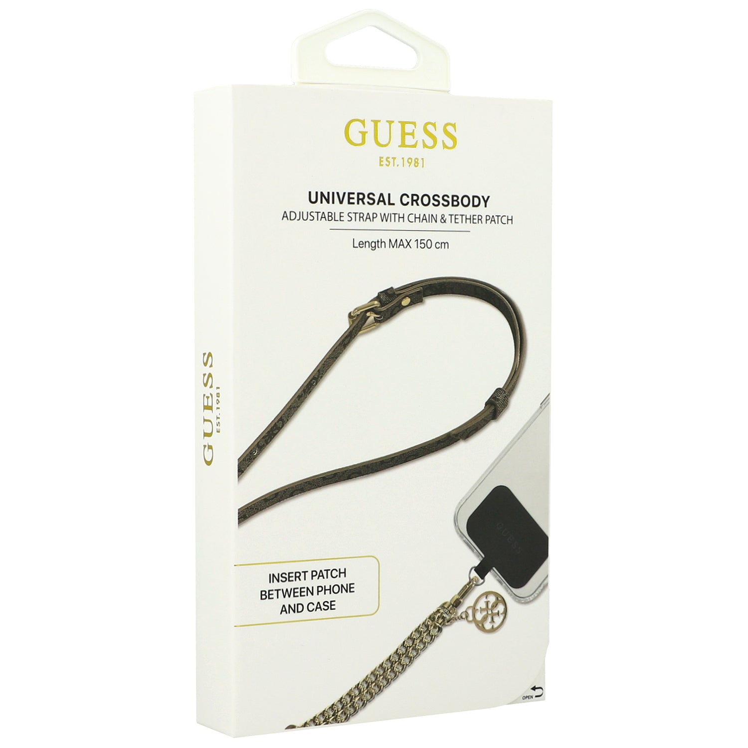 Handy-Lanyard Guess Universal Crossbody Strap / Gürtel, Braun mit Goldener Kette