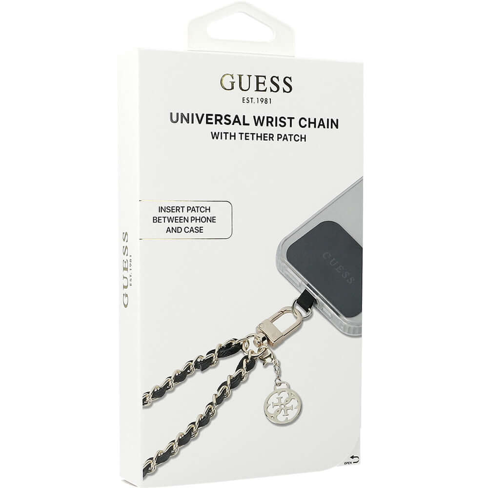 Handy-Lanyard Guess Universal Wirst Chain / Gürtel, Schwarz mit Goldener Kette