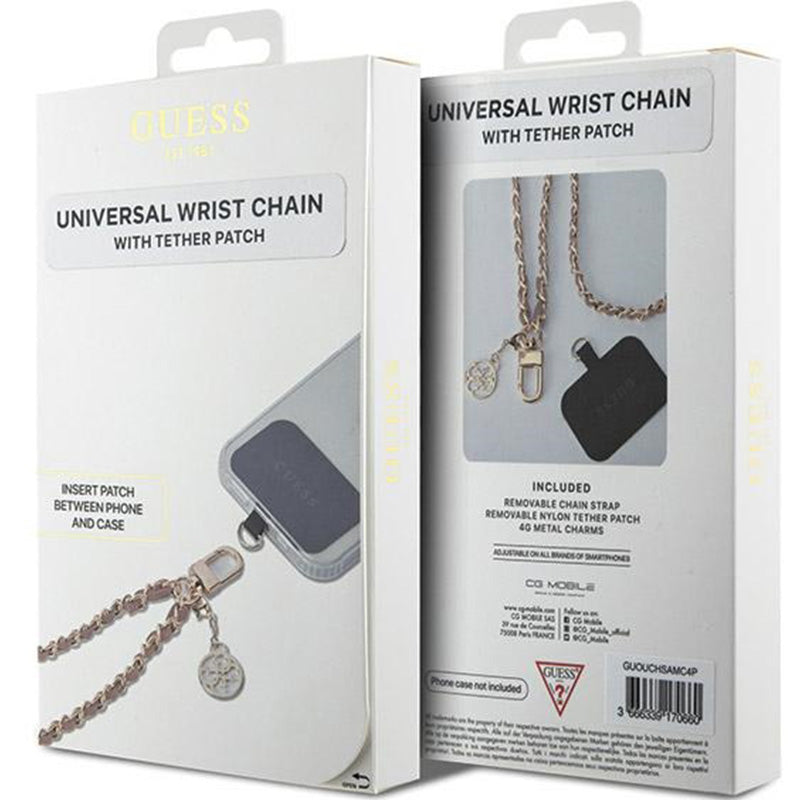 Handy-Lanyard Guess Universal Wirst Chain / Gürtel, Rosa mit Goldener Kette