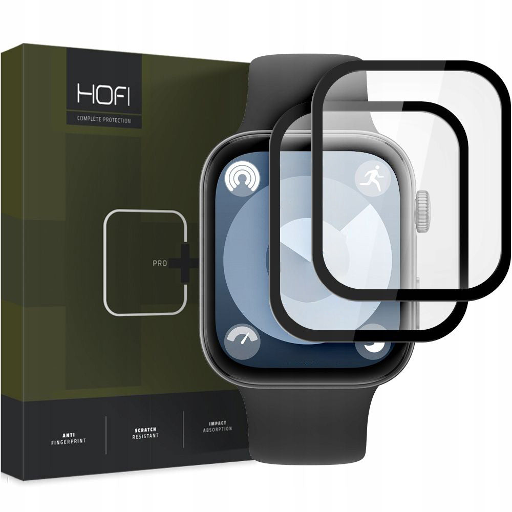 Hybridglas für Huawei Watch Fit 3, Hofi Hybrid Pro+, Schwarzer Rahmen, 2 Stück