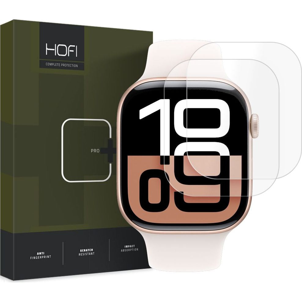Hydrogelfolie für Apple Watch 10 42 mm, Hofi Hydroflex Pro+, 2 Stück