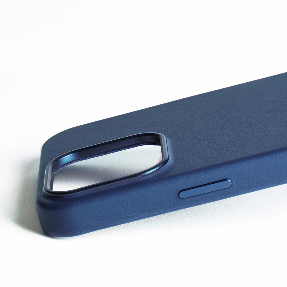 Handyhülle für iPhone 16 Pro Max, Mujjo Leather Case MagSafe, Dunkelblau