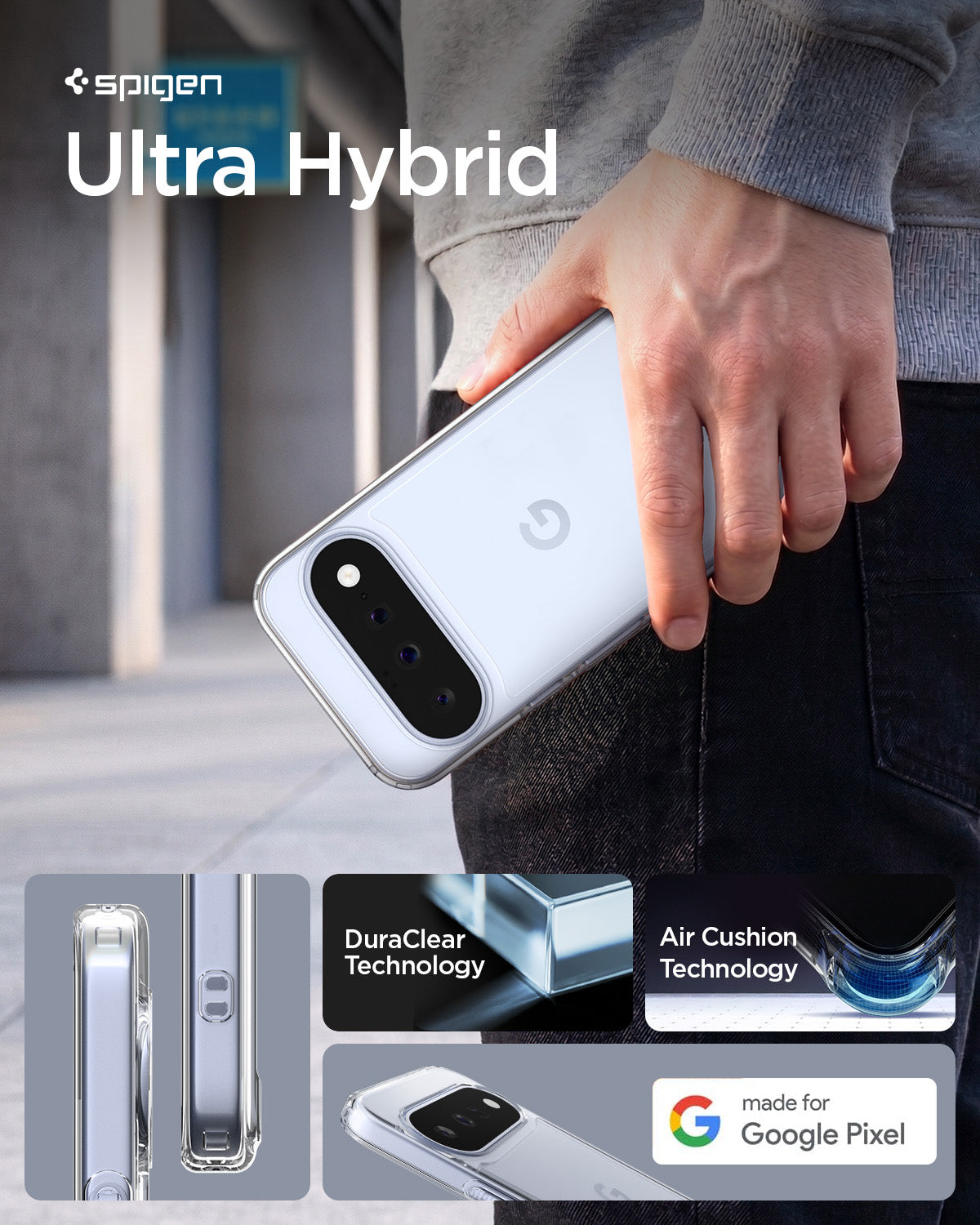 Handyhülle für Google Pixel 11, Spigen Ultra Hybrid, Transparent (6/16)
