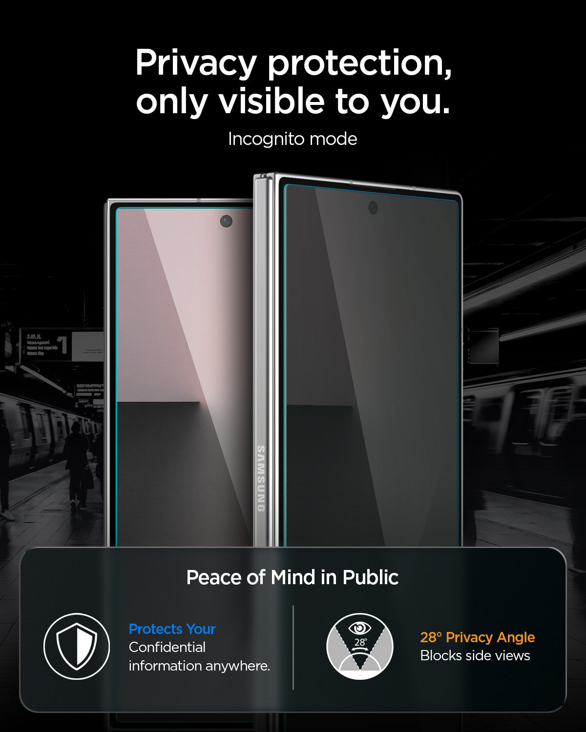 Glas + Applikator für Galaxy Z Fold7 / Fold8 Ultra, Spigen Glas.tR EZ Fit Pro (AC) Privacy 2-Pack (16/18)
