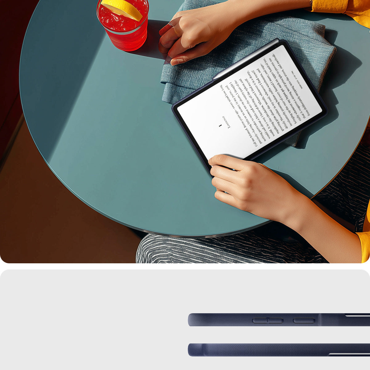 Hülle für Galaxy Tab S11, Spigen Nano Pop, Dunkelblau-Gelb