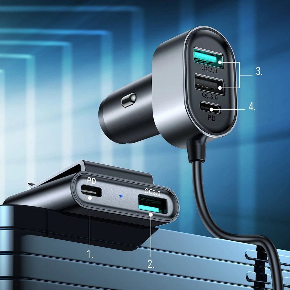 Autoladegerät Joyroom 5-in-1 JR-CL05 78W, 3x USB-A QC, 2x USB-C PD, 1,5m, Schwarz