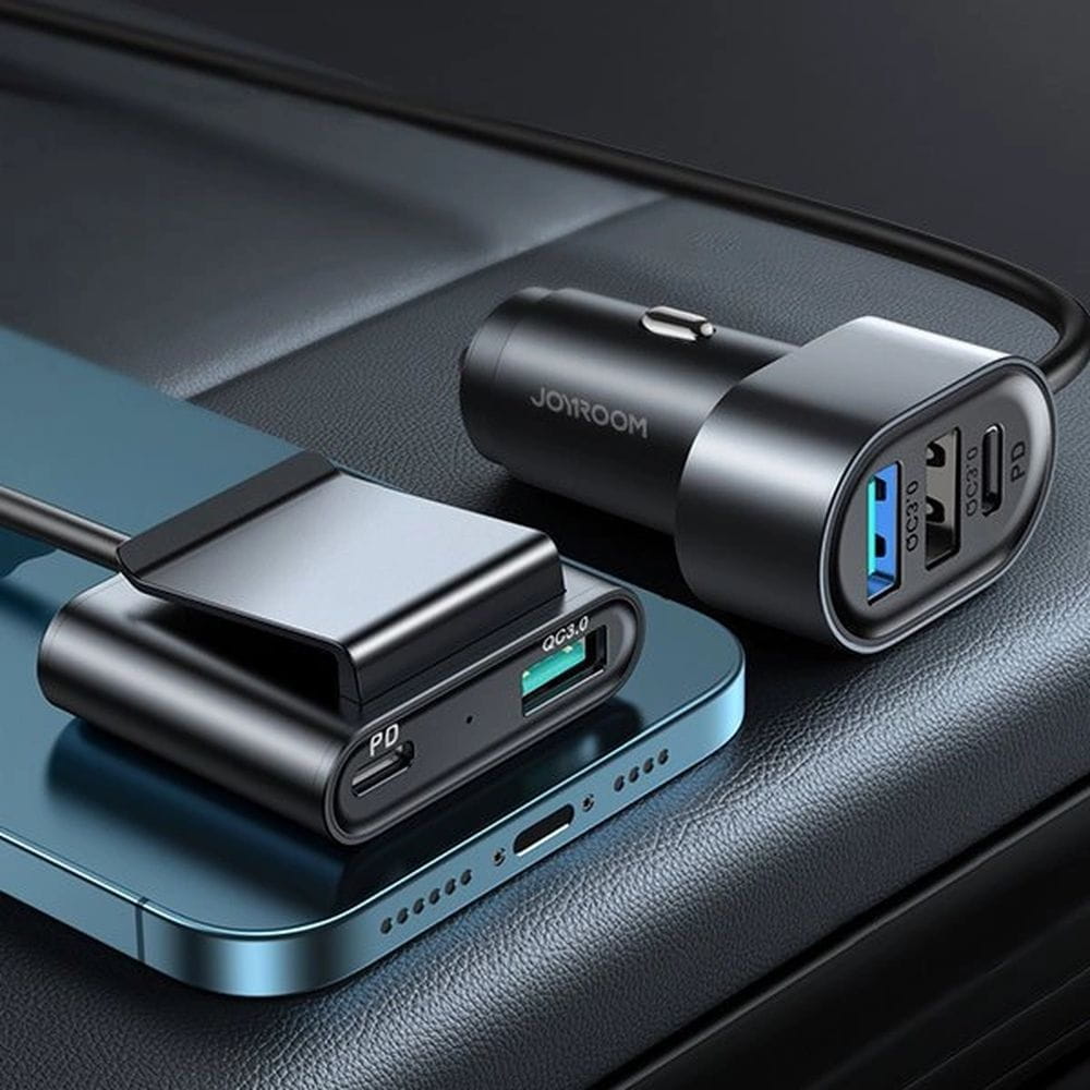 Autoladegerät Joyroom 5-in-1 JR-CL05 78W, 3x USB-A QC, 2x USB-C PD, 1,5m, Schwarz