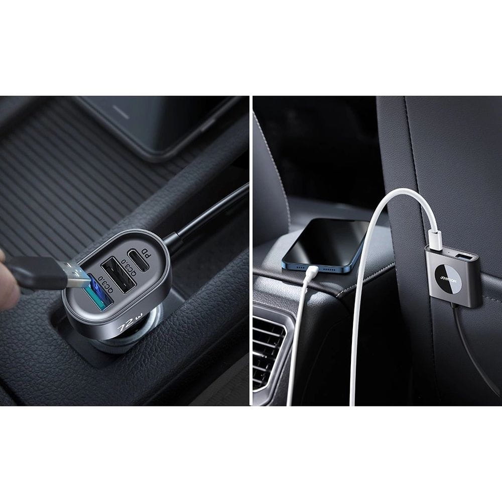 Autoladegerät Joyroom 5-in-1 JR-CL05 78W, 3x USB-A QC, 2x USB-C PD, 1,5m, Schwarz