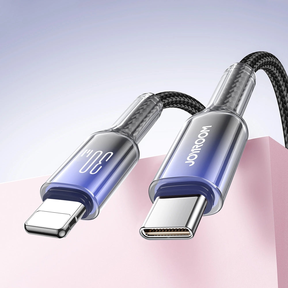 Ladekabel / Datenkabel USB-C zu Lightning, Joyroom Crystal-Clear Series, 30W PD, 1.2m, Schwarz