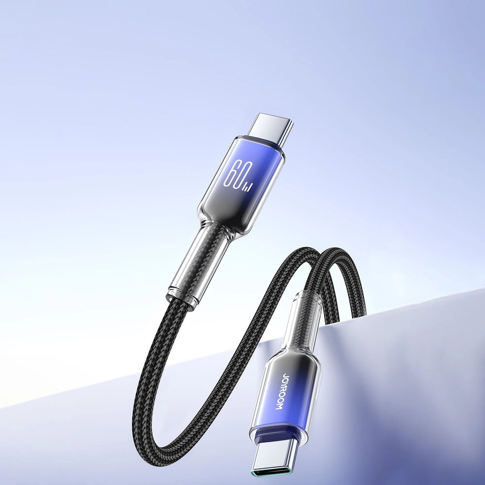 Ladekabel / Datenkabel USB-C zu USB-C, Joyroom Crystal-Clear Series, 60W PD, 1.2m, Schwarz