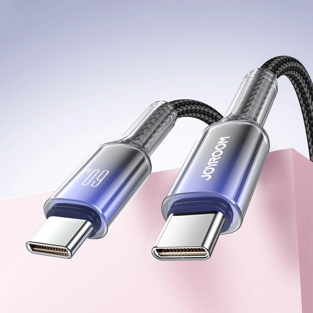 Ladekabel / Datenkabel USB-C zu USB-C, Joyroom Crystal-Clear Series, 60W PD, 1.2m, Schwarz