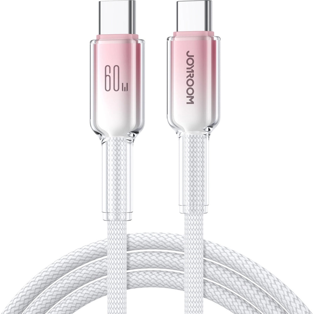 Ladekabel / Datenkabel USB-C zu USB-C, Joyroom Crystal-Clear Series, 60W PD, 1.2m, Weiß