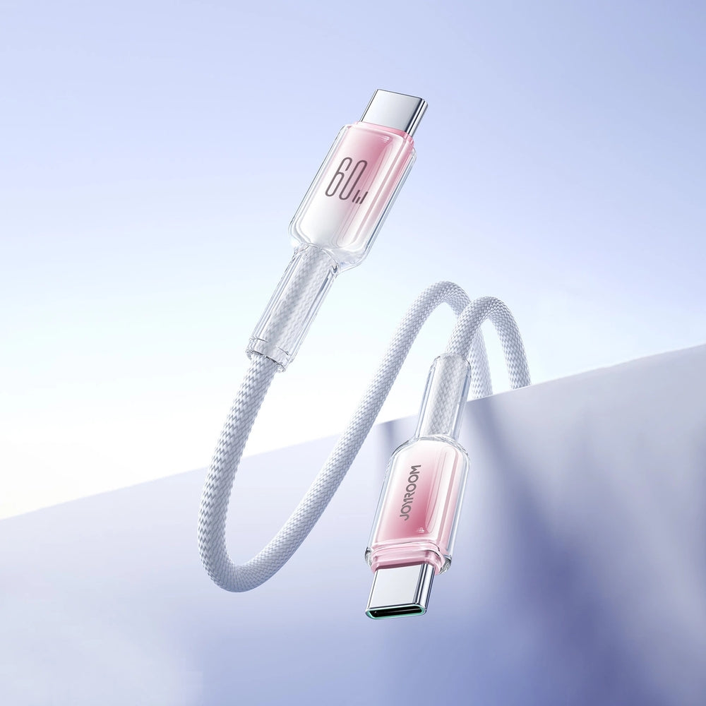 Ladekabel / Datenkabel USB-C zu USB-C, Joyroom Crystal-Clear Series, 60W PD, 1.2m, Weiß