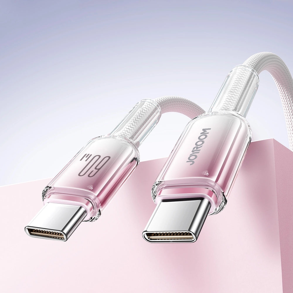 Ladekabel / Datenkabel USB-C zu USB-C, Joyroom Crystal-Clear Series, 60W PD, 1.2m, Weiß