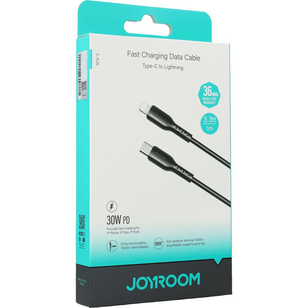 Ladekabel / Datenkabel USB-C zu Lightning, Joyroom Flash-Charge, 30W PD, 1m, Schwarz