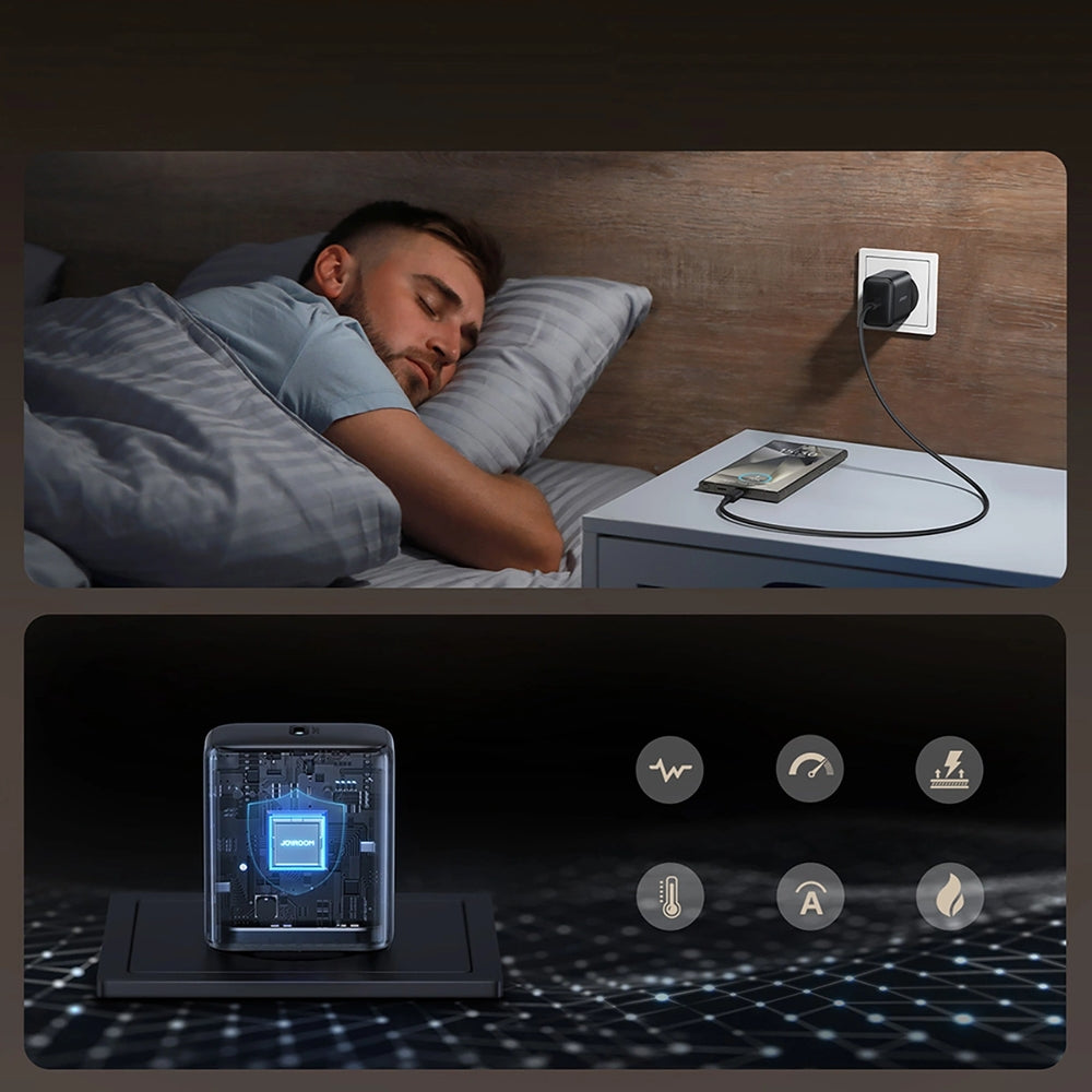 GaN-Ladegerät, Joyroom JR-TCG13, 1x USB-C 45W PD 3.0/QC 3.0, Schwarz