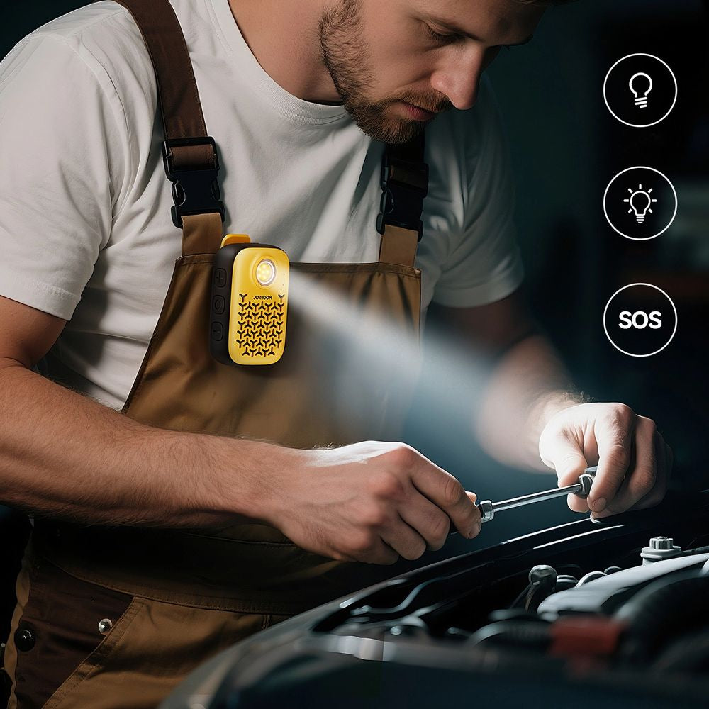 Drahtloser Bluetooth-5.4-Lautsprecher, Joyroom Maya Series JR-MS03, 600 mAh, tragbar, mit ENC und integrierter Taschenlampe, IP67, Gelb-Schwarz