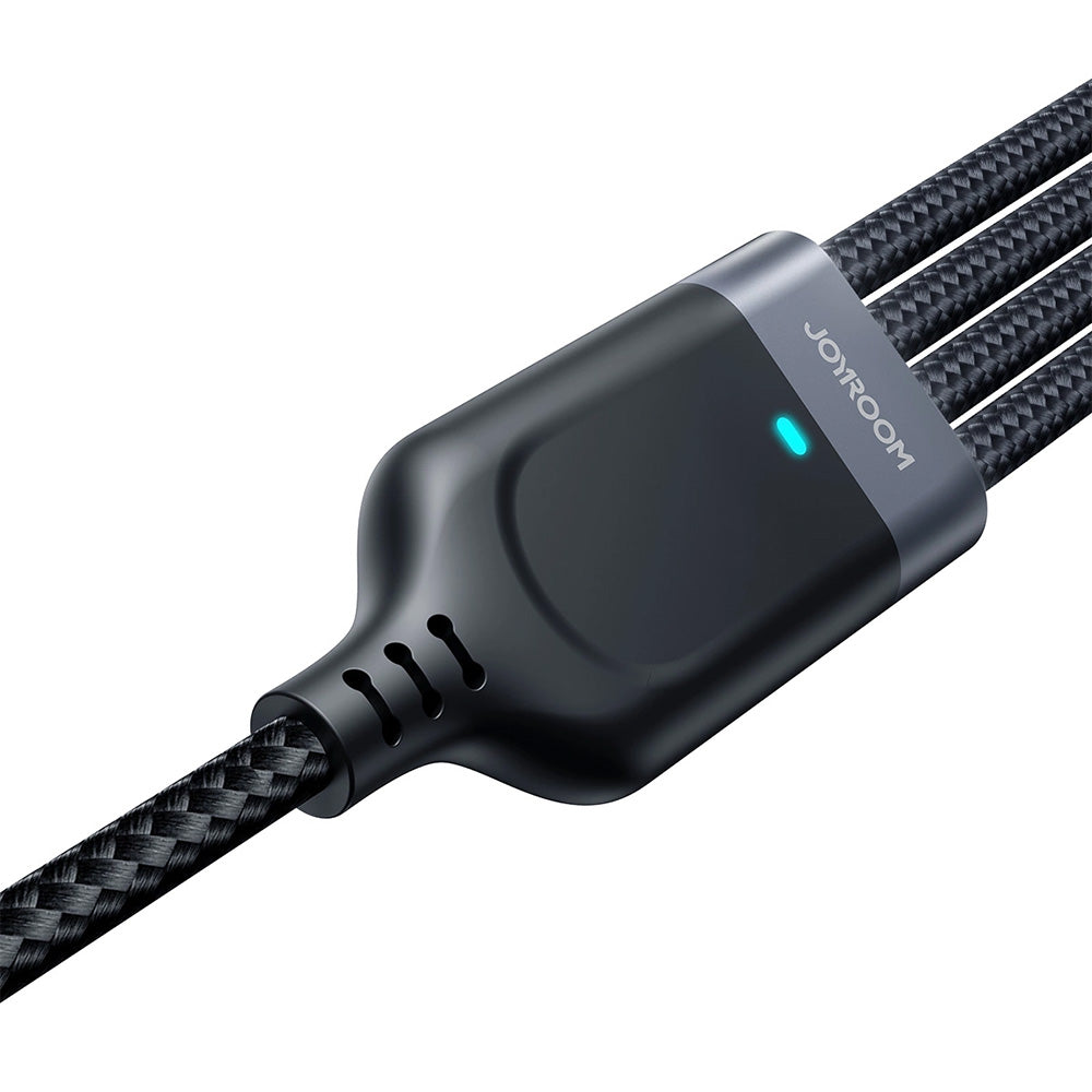 Ladekabel / Datenkabel USB-A zu 2x USB-C / Lightning / MicroUSB, Joyroom 4in1, 3.5A, 1,2m, Schwarz