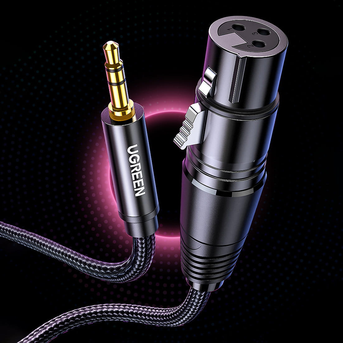 Audiokabel XLR (Buchse) auf 3,5 mm Mini-Jack (Stecker), Ugreen, 1 m, Schwarz