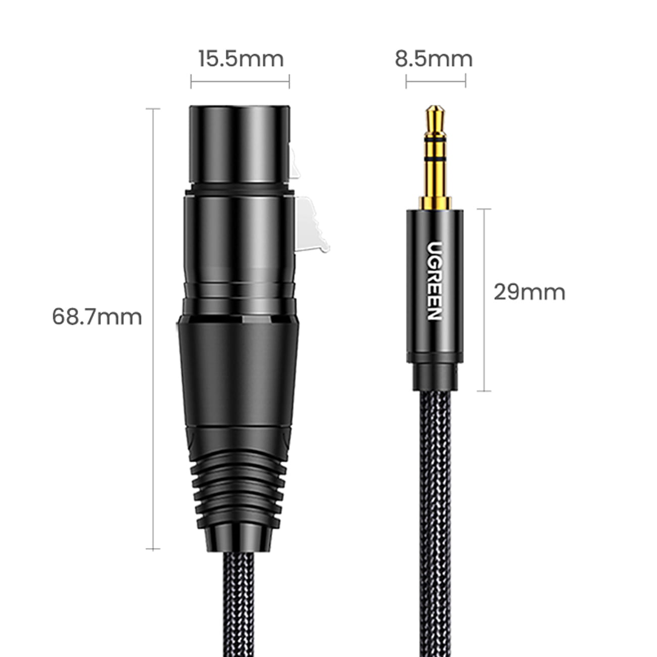 Audiokabel XLR (Buchse) auf 3,5 mm Mini-Jack (Stecker), Ugreen, 1 m, Schwarz