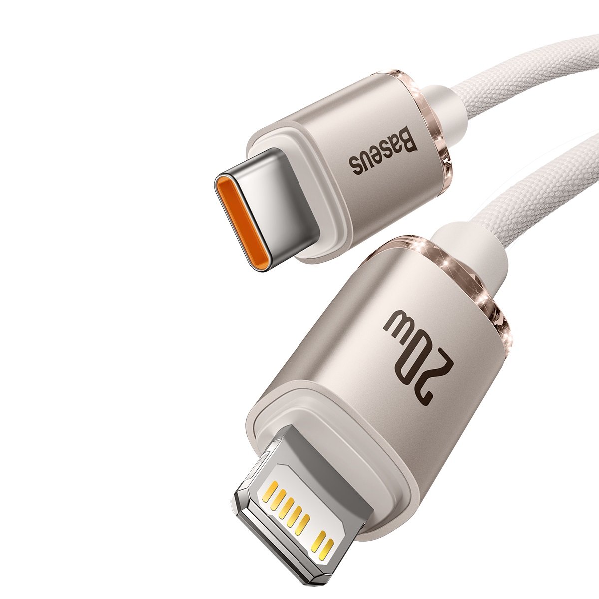 Kabel Baseus Crystal Shine 20W 2,4A USB-C für Lightning 1,2M, Rosa