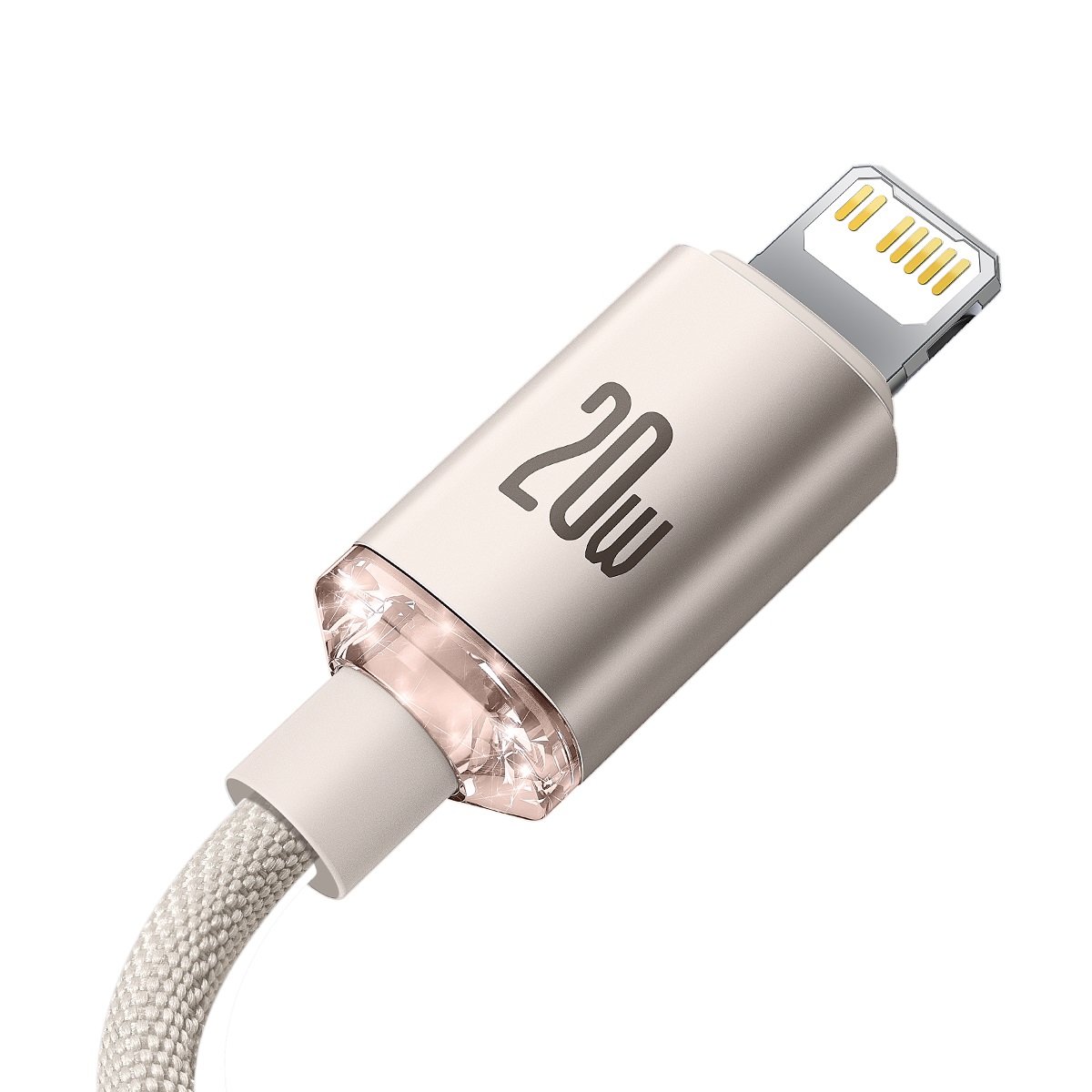 Kabel Baseus Crystal Shine 20W 2,4A USB-C für Lightning 1,2M, Rosa