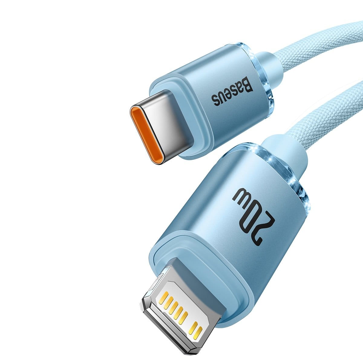 Kabel Baseus Crystal Shine 20W 2,4A USB-C für Lightning 2M, Hellblau