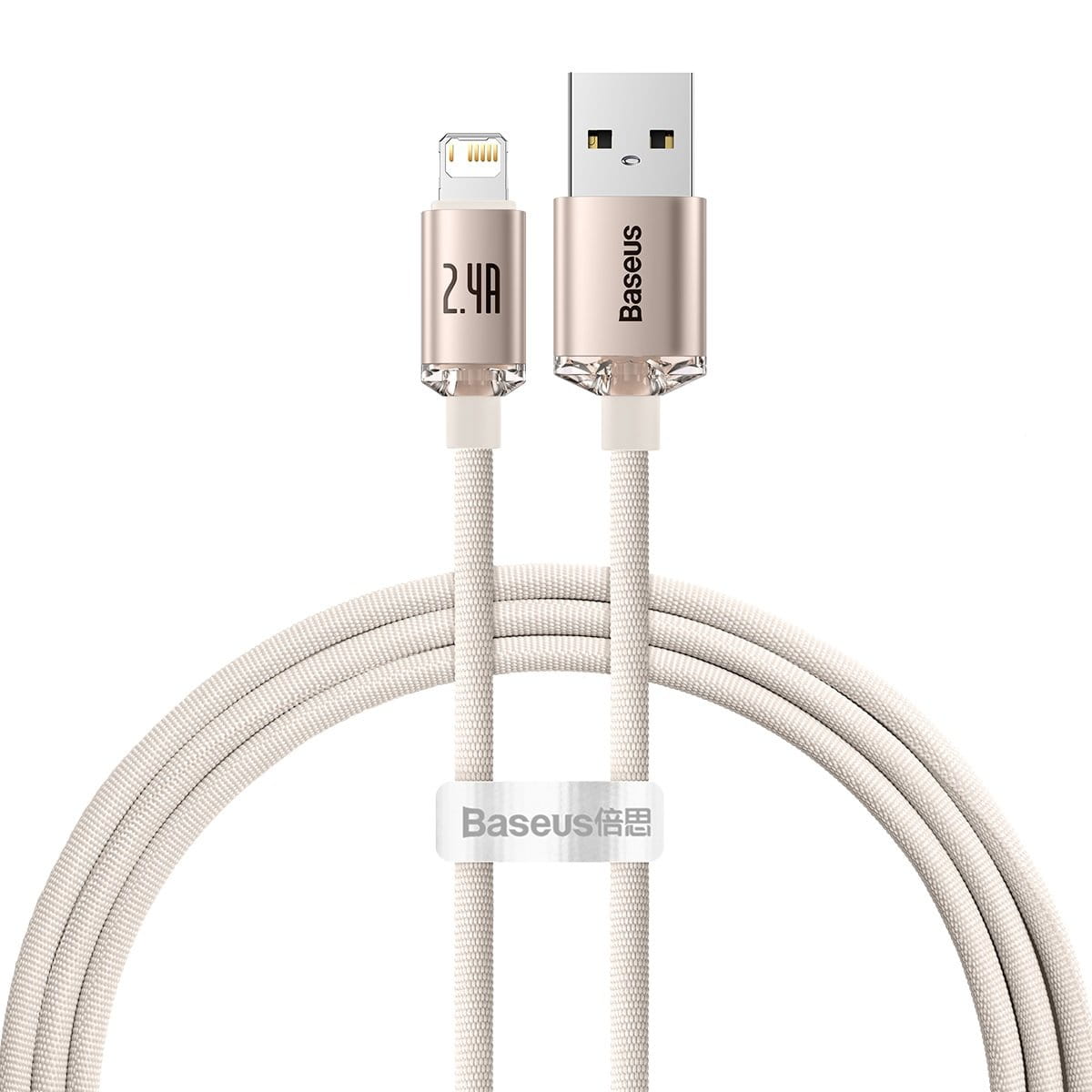 Kabel Baseus Crystal Shine 20W 2,4A USB-A für Lightning 1,2M, Rosa