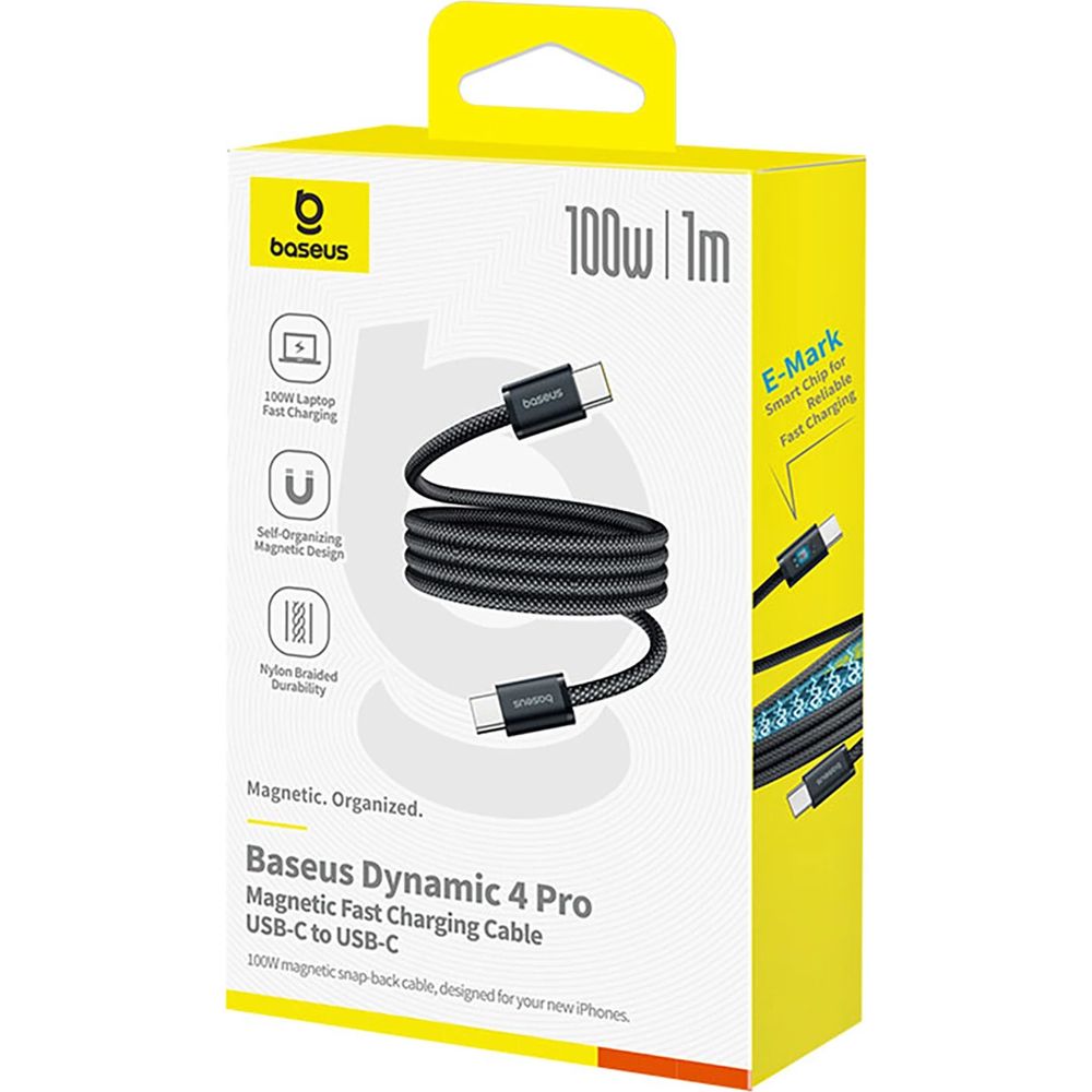 Magnetkabel USB-C auf USB-C, Baseus Dynamic 4 Pro, 100W PD, 1 m, Schwarz