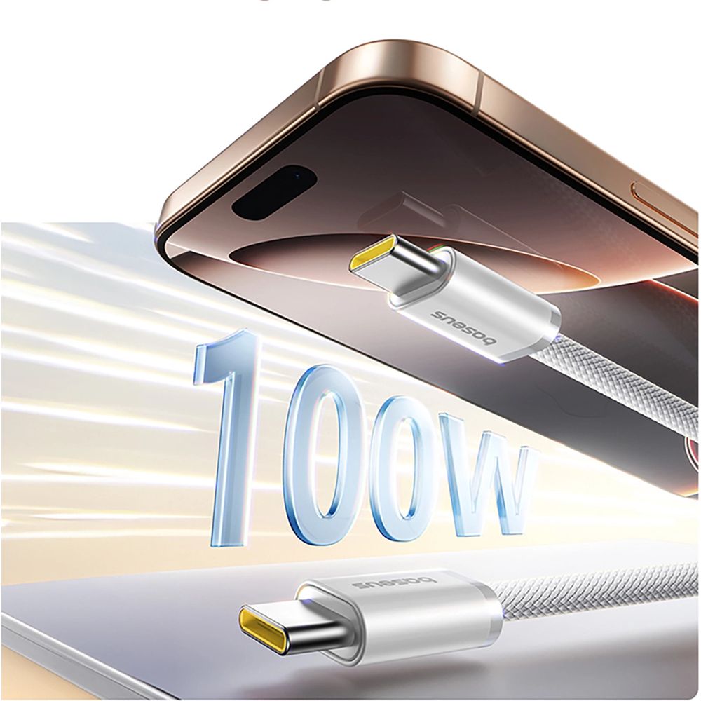 Magnetkabel USB-C auf USB-C, Baseus Dynamic 4 Pro, 100W PD, 1 m, Weiß