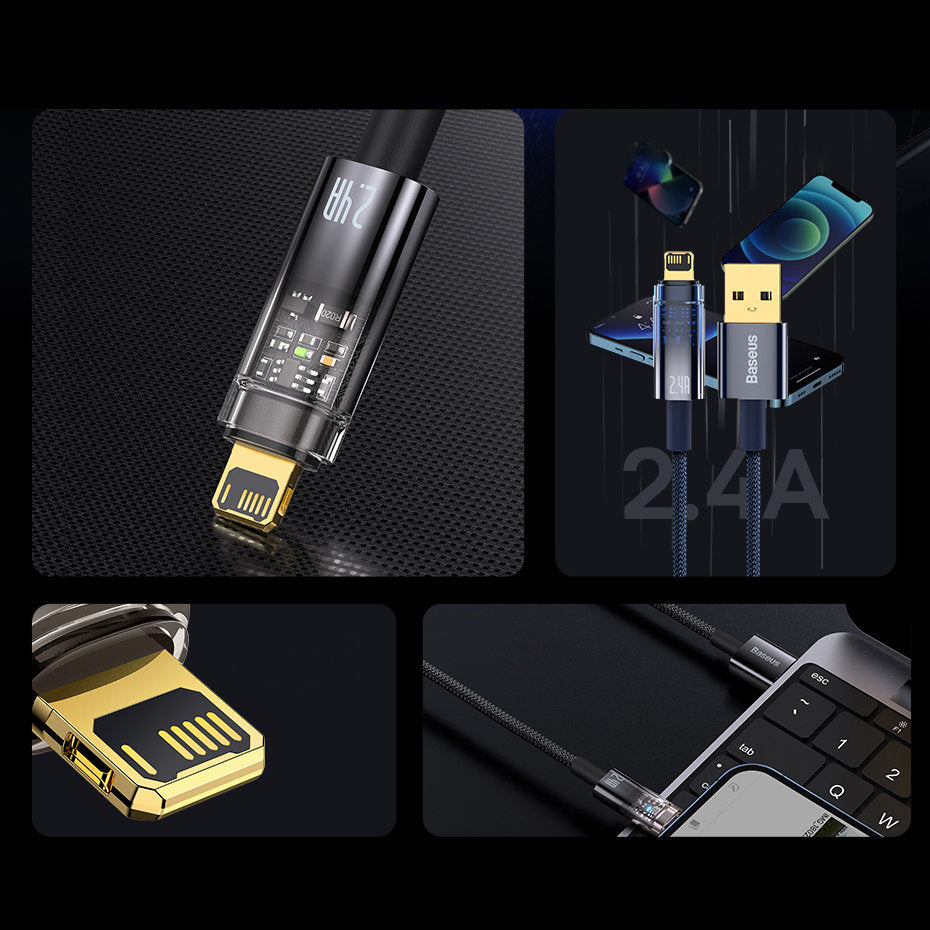 Kabel Explorer Series Baseus USB-A zu Lightning Kabel 2m, Schwarz