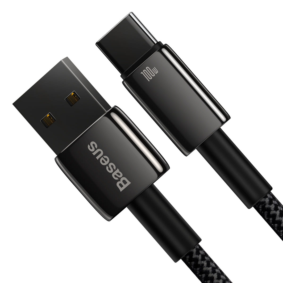 Kabel Baseus Tungsten Gold USB-A zu USB-C 100W 480MB/S 2m, Schwarz