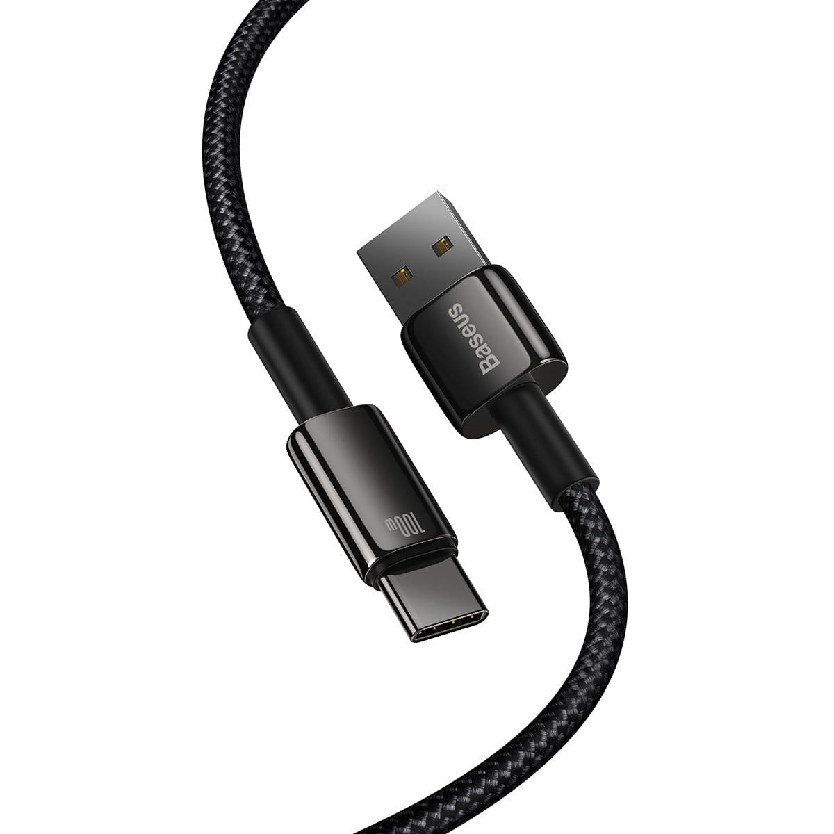 Kabel Baseus Tungsten Gold USB-A zu USB-C 100W 480MB/S 2m, Schwarz