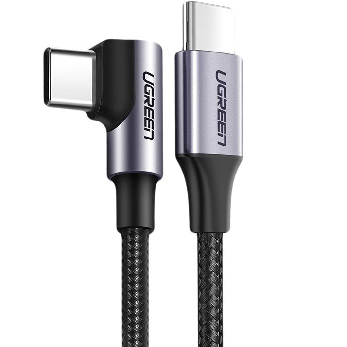 Ugreen Schräges USB-C / USB-C Kabel, 60 W, QC, PD, 0,5 m, Schwarz