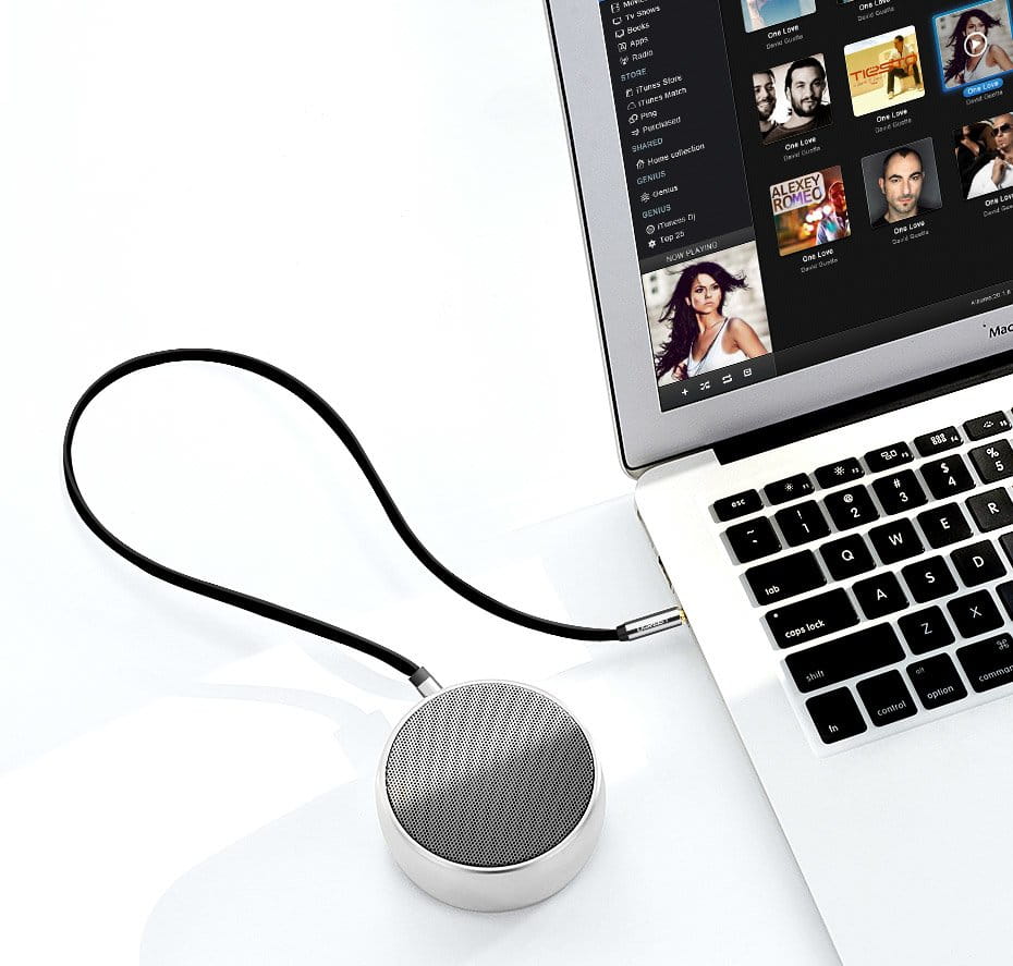 Audiokabel miniklinke 3,5 mm zu AUX, Ugreen, 2 m, Schwarz mit grauen Steckern