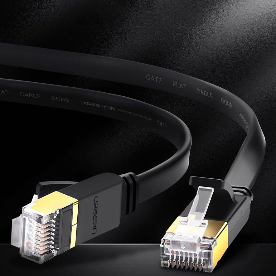 LAN-Flachnetzwerkkabel, Ugreen, Ethernet RJ45 Cat 7, STP 10 Gbps, 3 m, Schwarz