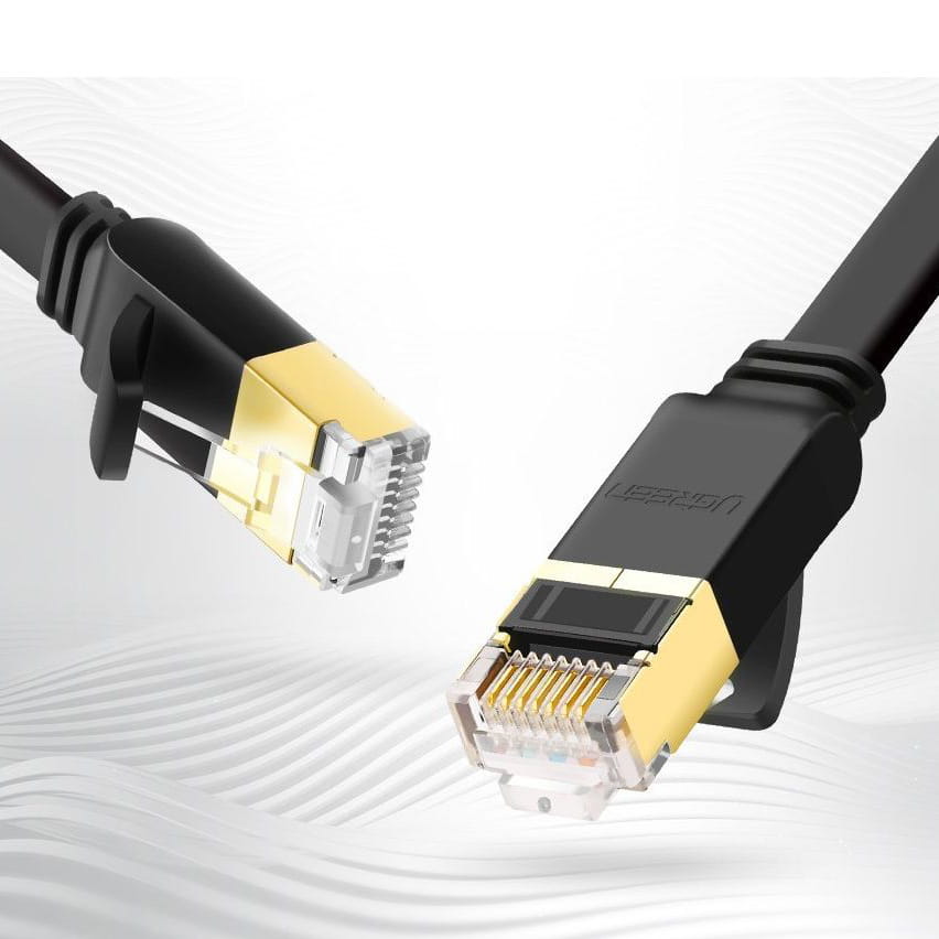 LAN-Flachnetzwerkkabel, Ugreen, Ethernet RJ45 Cat 7, STP 10 Gbps, 3 m, Schwarz
