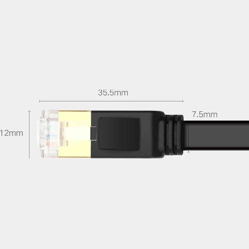 LAN-Flachnetzwerkkabel, Ugreen, Ethernet RJ45 Cat 7, STP 10 Gbps, 3 m, Schwarz