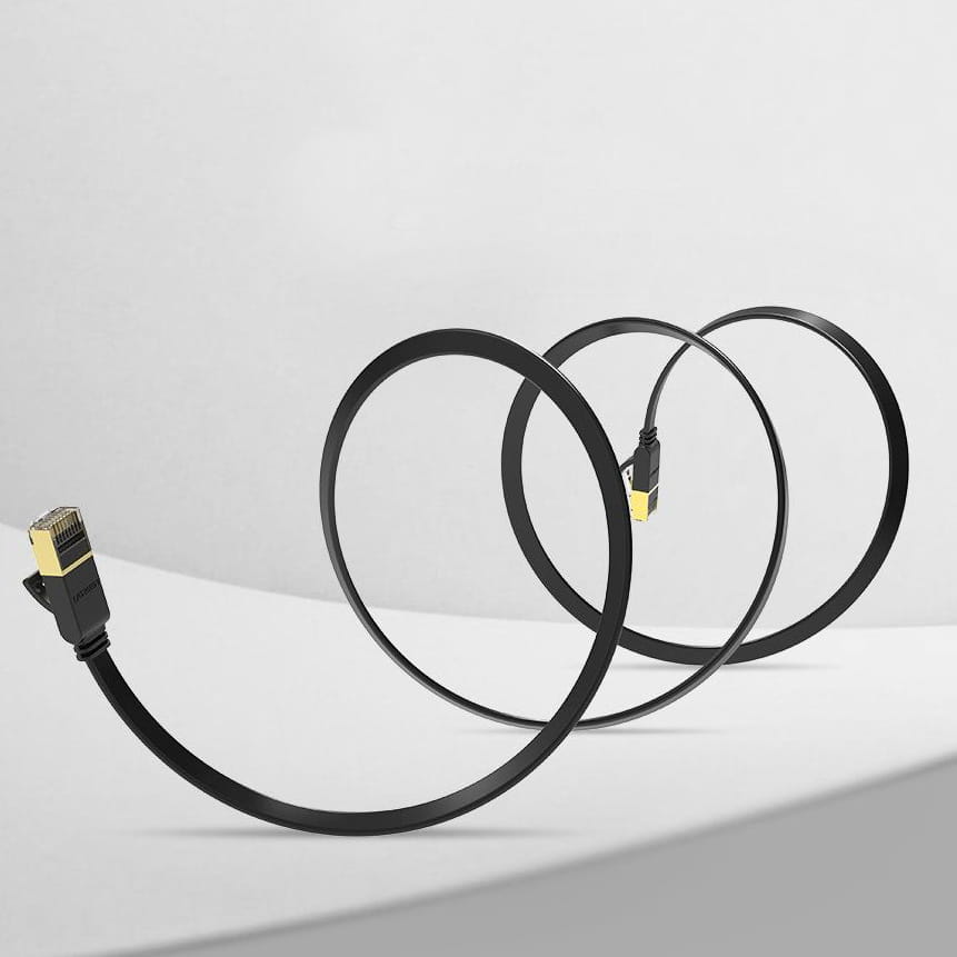 LAN-Flachnetzwerkkabel, Ugreen, Ethernet RJ45 Cat 7, STP 10 Gbps, 3 m, Schwarz