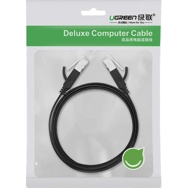 LAN-Flachnetzwerkkabel, Ugreen, Ethernet RJ45 Cat 6, UTP 1000 Mbps, 1m, Schwarz